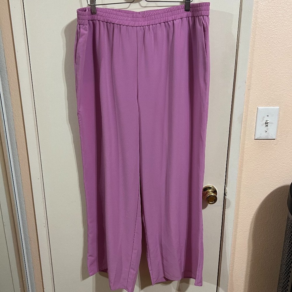 DONATING SOON - Eloquii Wide Leg Pants Size 20 Light Pink Pull On Elastic waist
